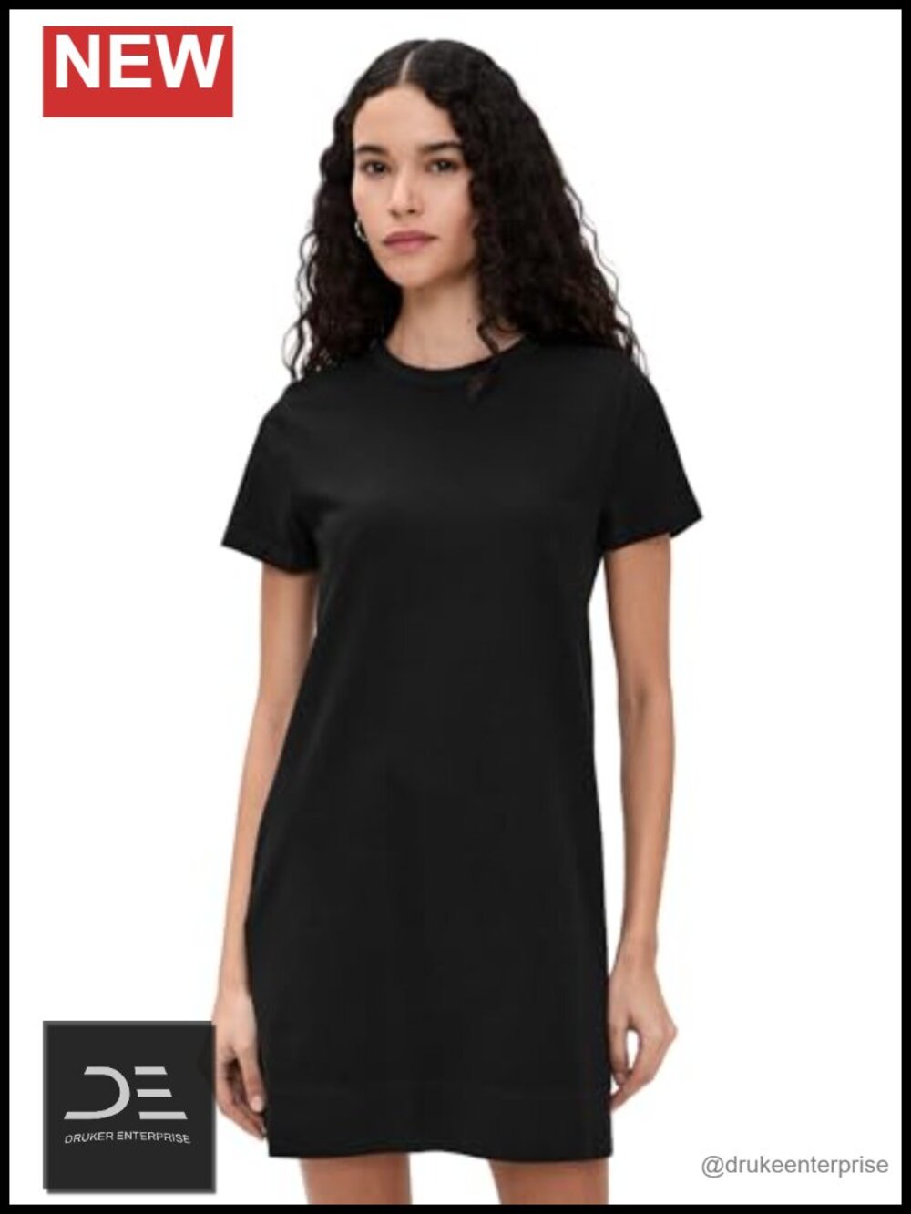 Women's Mini T-Shirt Dress Lightweight Stretch Jersey Shift Crew Neck
